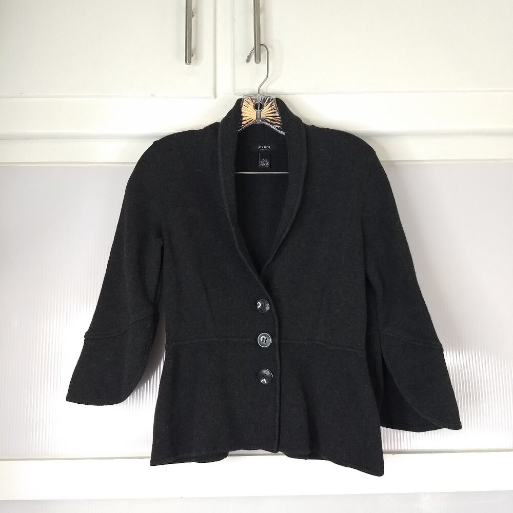 Alfani Petite Knit Softshell Blazer Size Small Petite Charcoal Gray Grey Career